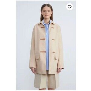 NWT Lafayette 148 New York Long Sleeve Dune Cotton Toggle Trench Coat Womens XL